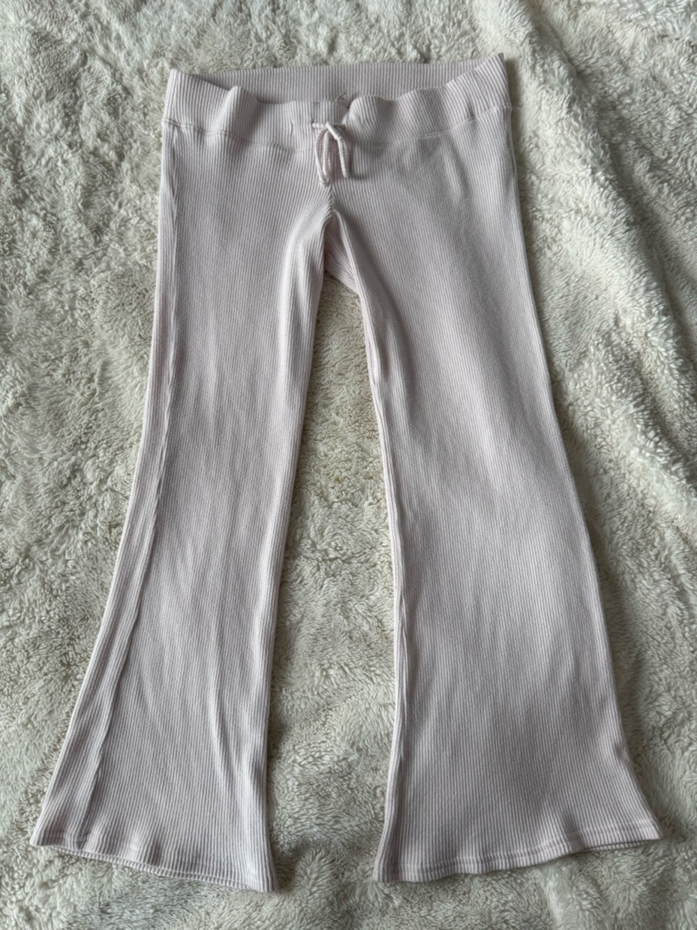 Hollister Baby Pink Low Rise Ribbed Draw String Pants